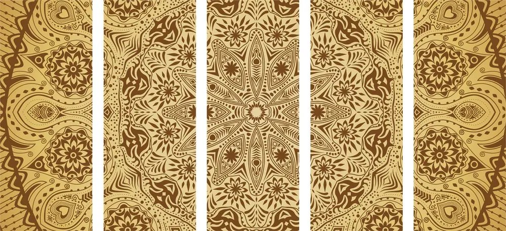 Quadri 5 pezzi – Mandala ornamentale con pizzo