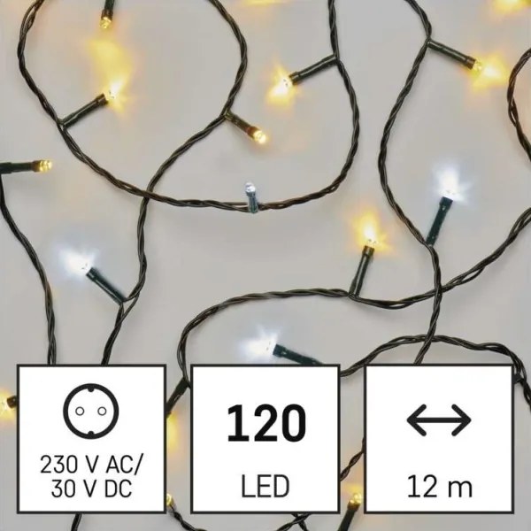 Catena LED da esterno natalizia 120xLED/2 funzioni 17m IP44 bianco caldo/freddo