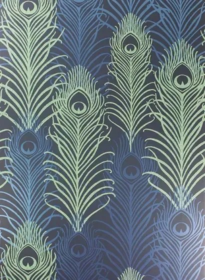 Matthew Williamson Carta da parati Peacock - Midnight/ Metallic Jade/ Metallic Cobalt