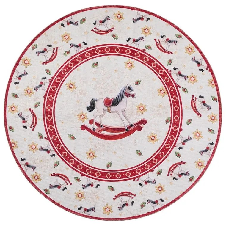 Tappeto rotondo rosso a tema natalizio ø 160 cm Toy's Delight Rocking Horse – Villeroy&Boch