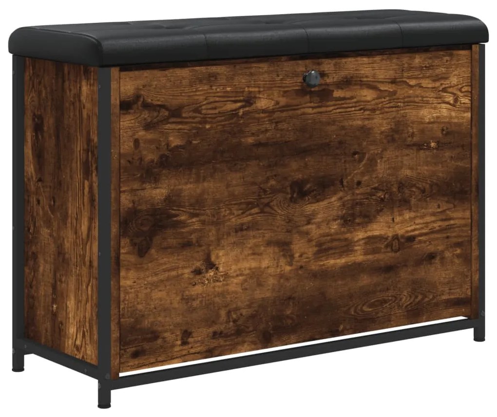 Panca portascarpe cassetto ribaltabile rovere fumo 82x32x56cm