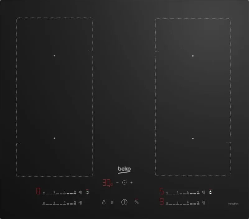 Hii 64720 UF2T: Piano a Induzione, 4 Zone con 2 Sezione IndyFlex, 60 cm. Colore del prodotto: Nero, Posizionamento dell'apparecchio: Da incasso,