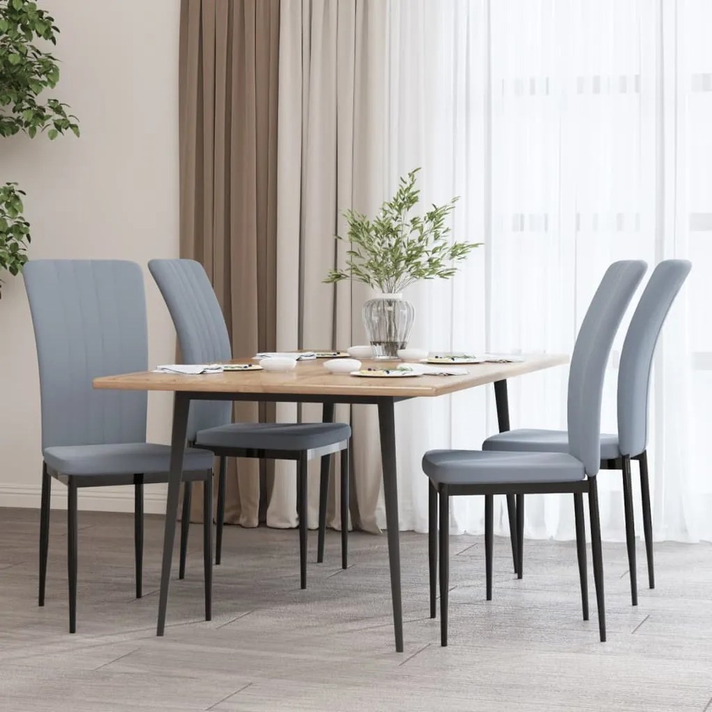 Sedie da pranzo 4 pz grigio chiaro in velluto