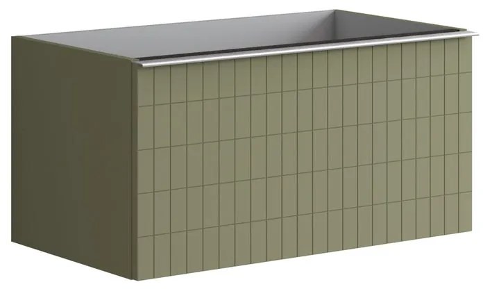 Mobile da bagno sotto lavabo Pixel grid verde salvia e maniglia alluminio brillante laccato L 80 x H 40 x P 45.5 cm 2 cassetti, lavabo non incluso