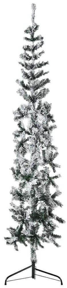 Albero Natale Artificiale Sottile A Metà Neve Fioccata 210 Cm /