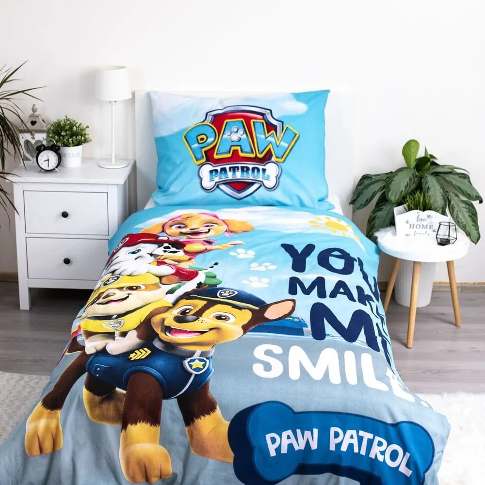 Biancheria da letto per bambini con effetto fosforescente in cotone per letto singolo 140x200 cm Paw Patrol – Jerry Fabrics