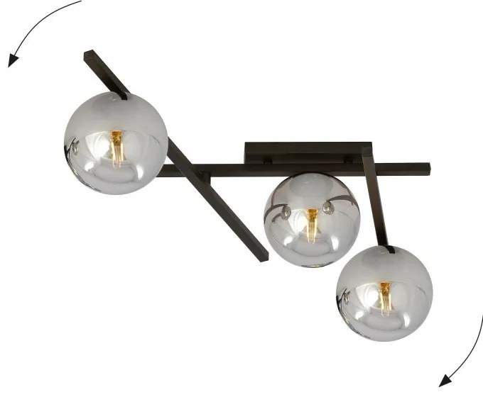 Lampadario da Soffitto in Acciaio e Vetro SMART 3 Nero 3xE14 Colore delle Sfere Grafite