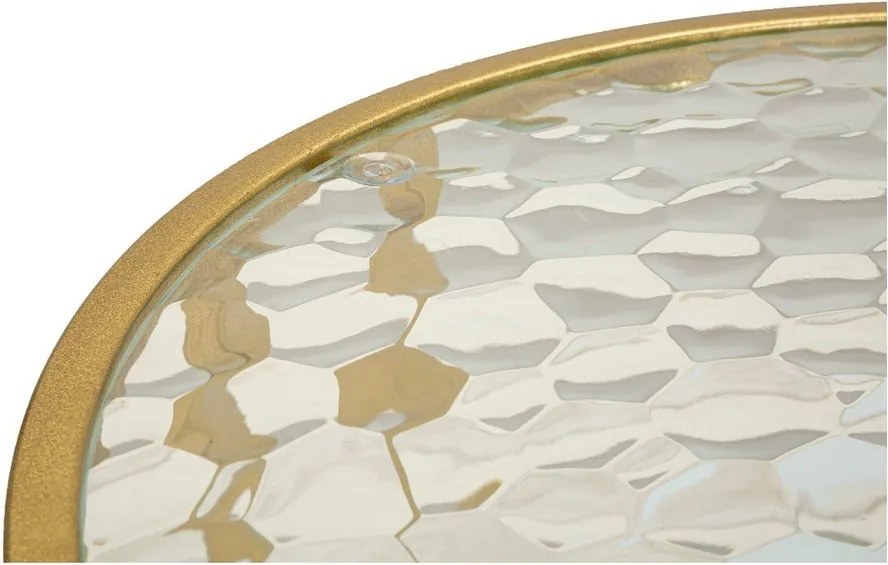 Tavolino da salotto bianco/dorato con piano in vetro 50x90 cm Antalia – Mauro Ferretti