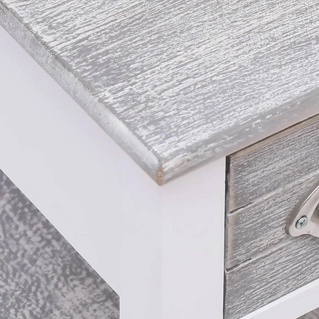 Tavolino laterale grigio 40x40x40 cm in legno di paulownia