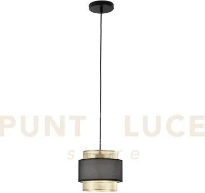Lampadario a sospensione lounge singolo pendente oro e nero in meta...