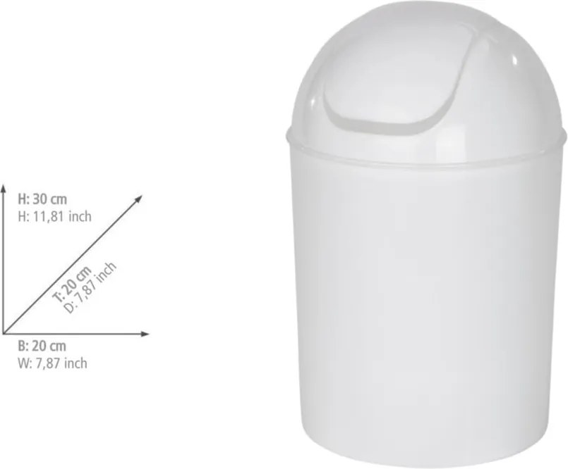 Cestino per la spazzatura bianco lucido in acciaio inox 6 l Economic – Wenko