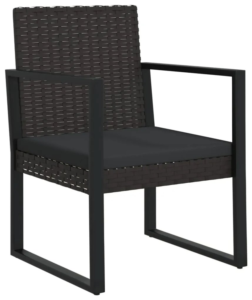 Set divani da giardino 3 pz con cuscini nero in polyrattan