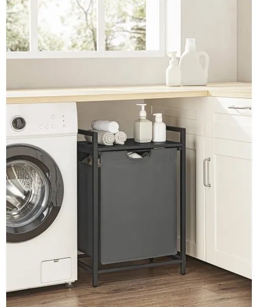 Cesto per la biancheria REX nero/grigio