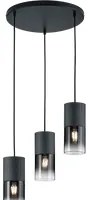 Lampada Sospensione Interno Soffitto 3 Luci Cilindri Nero Vetro Robin GD Trio