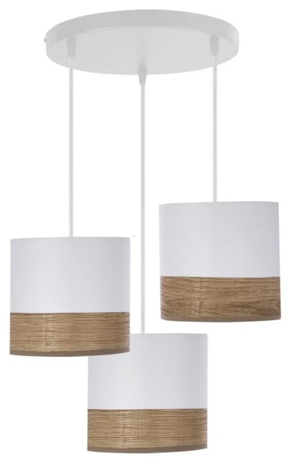 Lampadario a sospensione con filo BIANCO 3xE27/40W/230V bianco/marrone