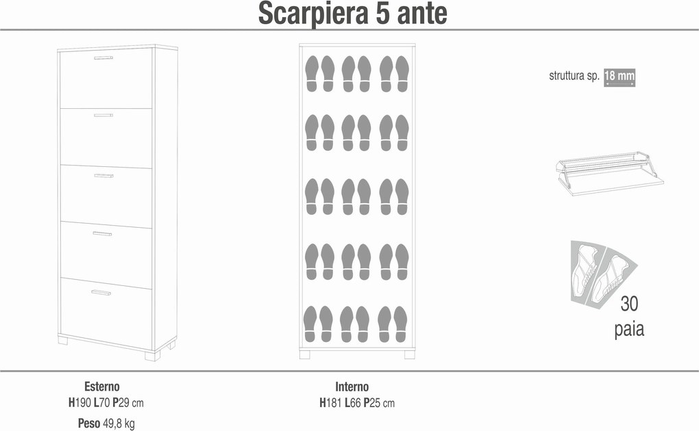 ECHO - scarpiera a 5 ante