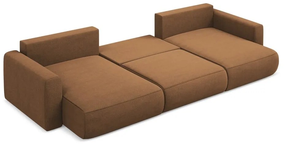 Divano angolare color terracotta allungabile/con contenitore (a U) Kapua – Makamii