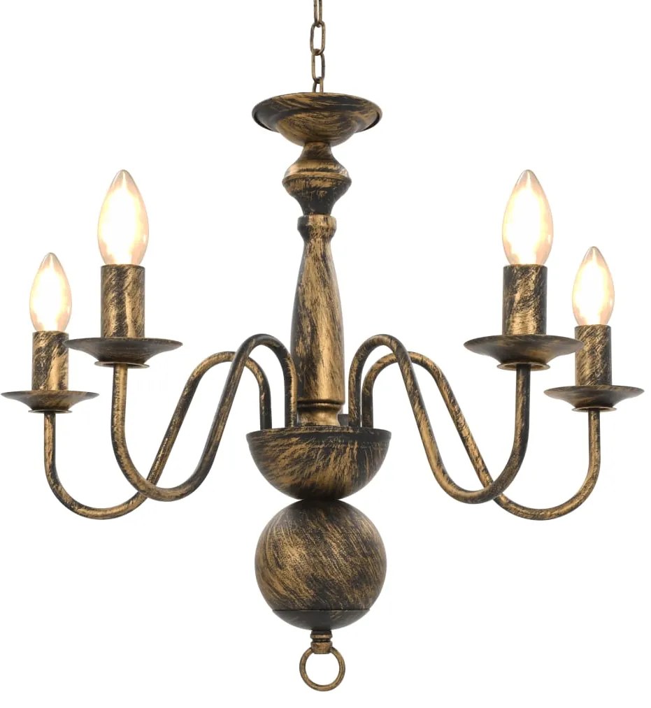 Candelabro Stile Anticato Nero 5 Lampadine E14 /
