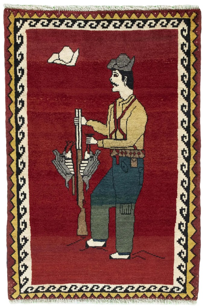Gabbeh Tappeto 90x130 Rosso (Iran) Annodato A Mano