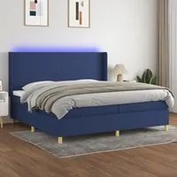 Letto a Molle Materasso e LED Blu 200x200cm in Tessuto 3138747