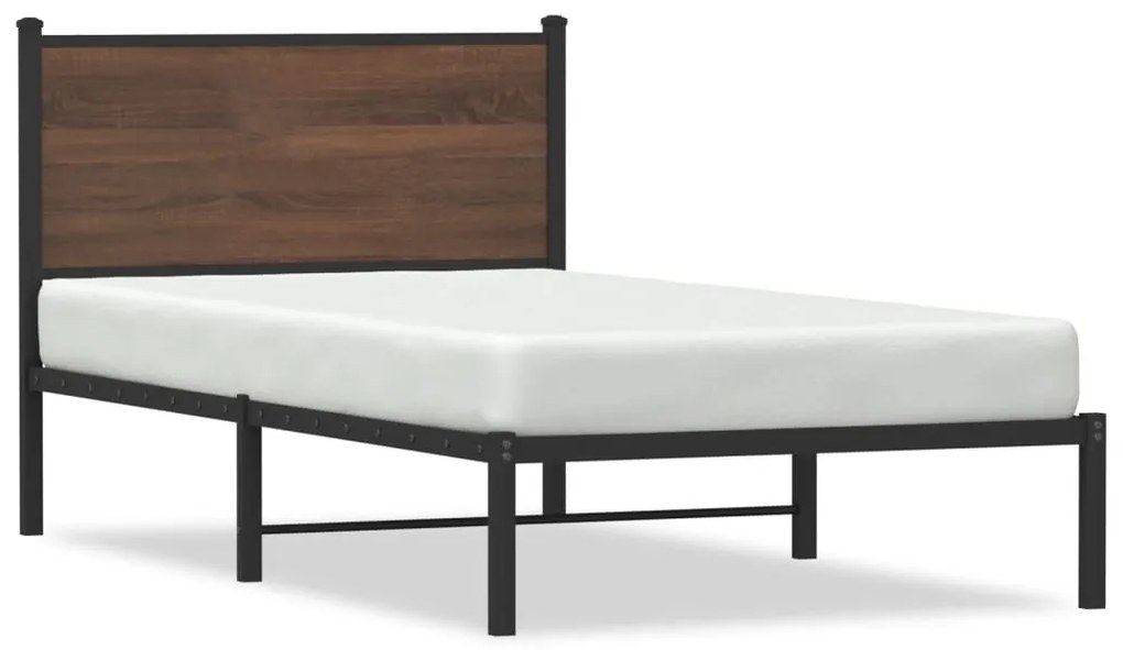 Giroletto Senza Materasso İn Metallo Rovere Marrone 100x190 Cm /