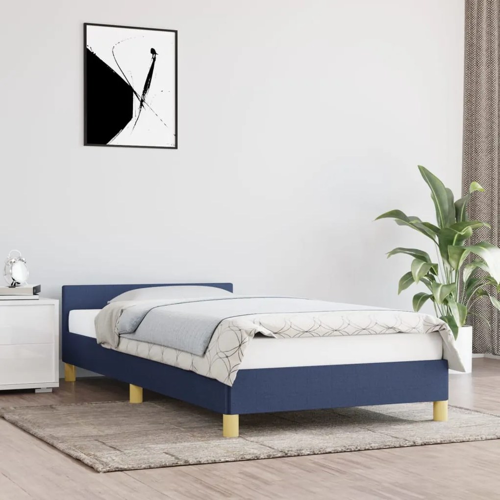 Giroletto Con Testiera Senza Materasso Blu 80x200 Cm Tessuto /