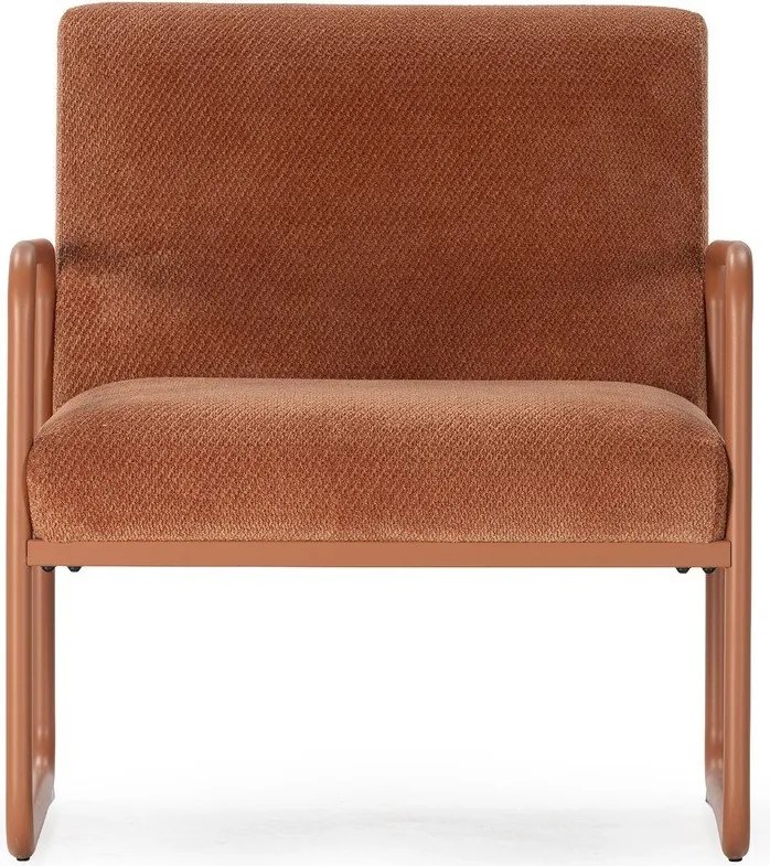Poltrona color terracotta con rivestimento in ciniglia Vince – MOME