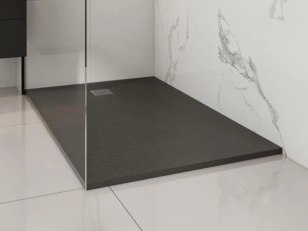 Piatto per doccia da posare o da incasso con sifone 140 x 90 cm in Resina Nero - MIRNOSA