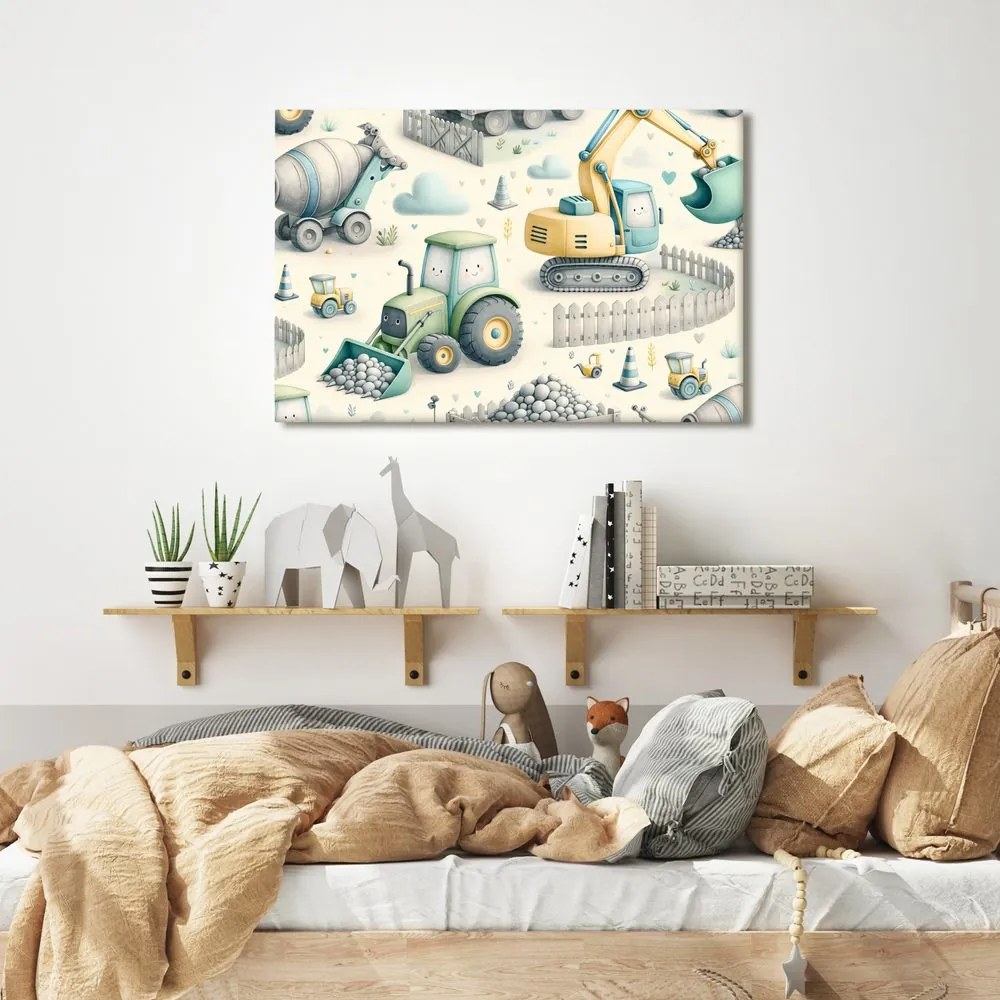Quadro su tela – Macchine allegre in cantiere