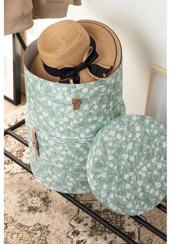 Scatole in set con coperchio verde chiaro in cartone 2 pz ø 37,5x25,5 cm Rut Paper Laminate – Bigso