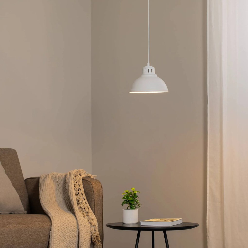 Luminex Lampada a sospensione Sven, a 1 luce, bianco, acciaio, E27