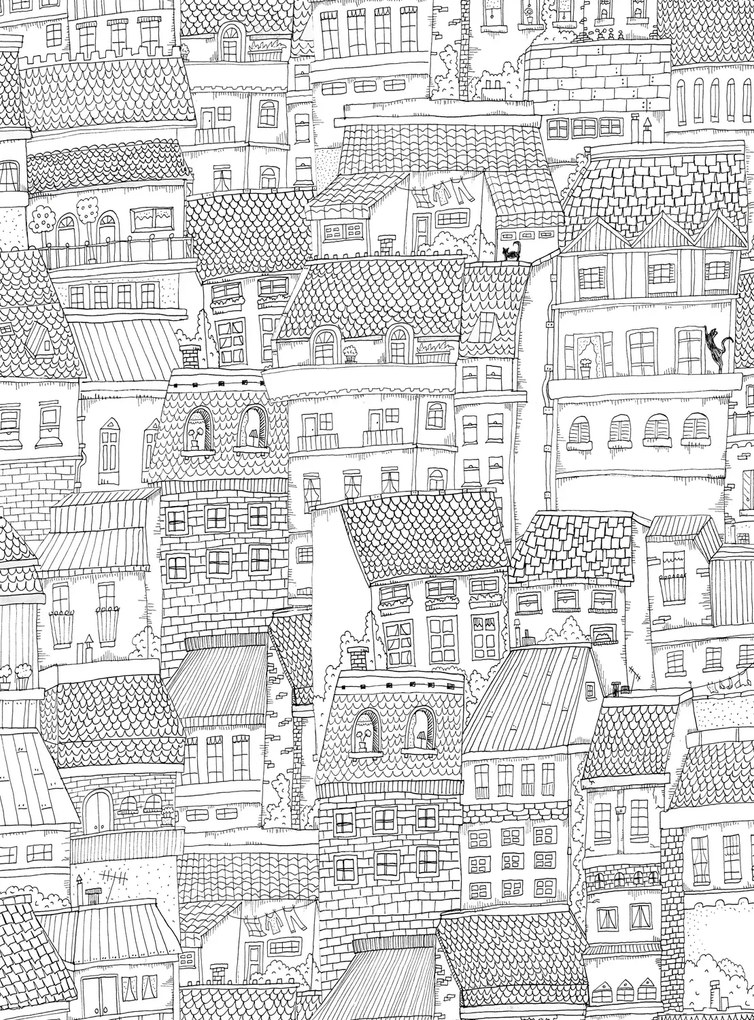 Rebel Walls Carta da parati Dream Town - Graphite