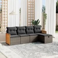 Set Divano da Giardino 5 pz con Cuscini Grigio in Polyrattan 3265722