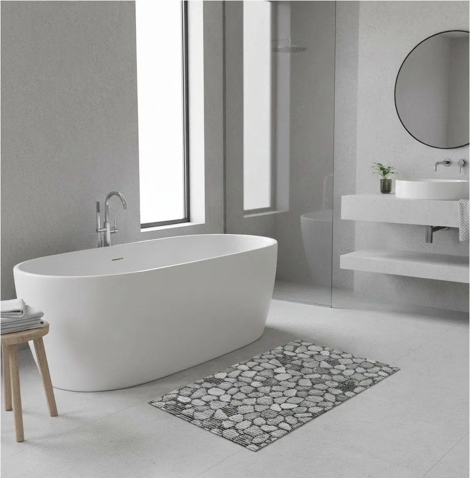 Tappetino da bagno in plastica grigio 50x80 cm Sassi - Wenko