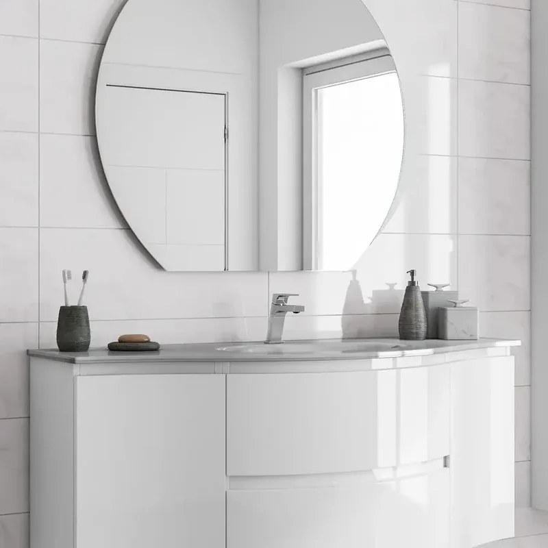 Lavabo da appoggio rettangolare in vetro L 138 x H 16 x P 52 cm bianco