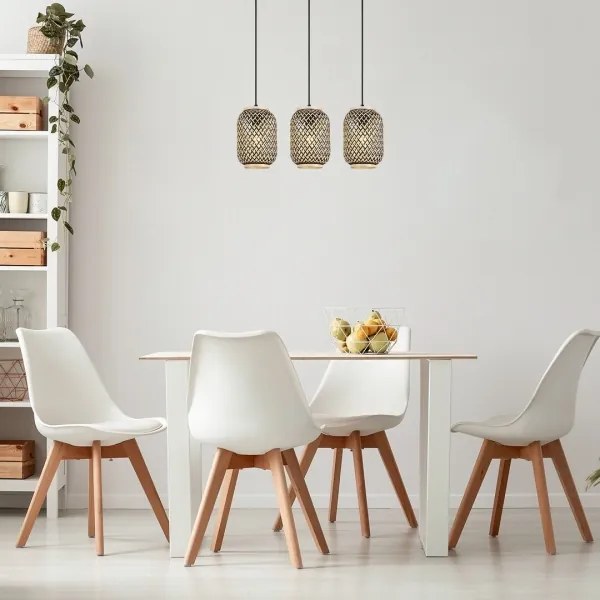 Rabalux 72093 - Lampadario ADALLA 3xE27/40W/230V in rattan su cavo