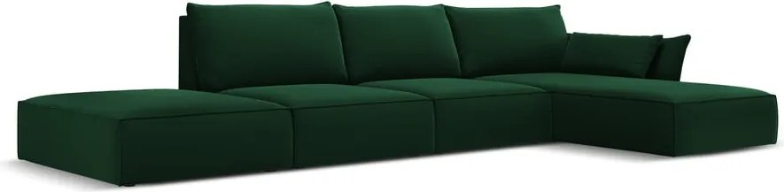 Divano angolare verde scuro (con penisola a destra/con chaise lounge) con rivestimento in velluto Vanda – Mazzini Sofas
