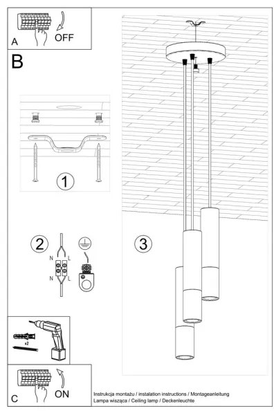 Sollux SL.0949 - Lampadario a sospensione con filo LOOPEZ 3xGU10/10W/230V arrotondato nero/rame