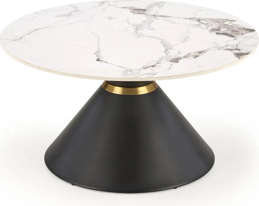 Tavolino da caffè Goretti effetto marmo bianco/nero - ø80/h42 cm