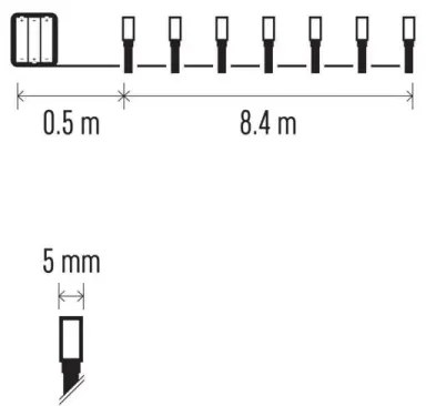 Catena natalizia LED da esterno 120xLED/3xAA 8,9m IP44 bianco caldo
