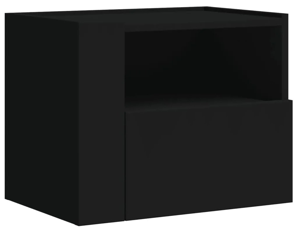 Comodino a muro nero 45x30x35 cm