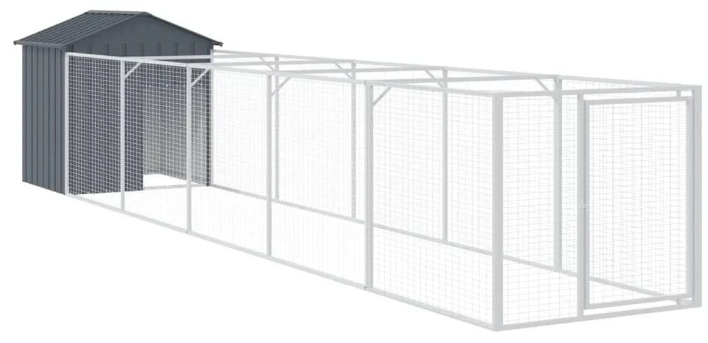 Casetta cani con tetto antracite 117x609x123 cm acciaio zincato