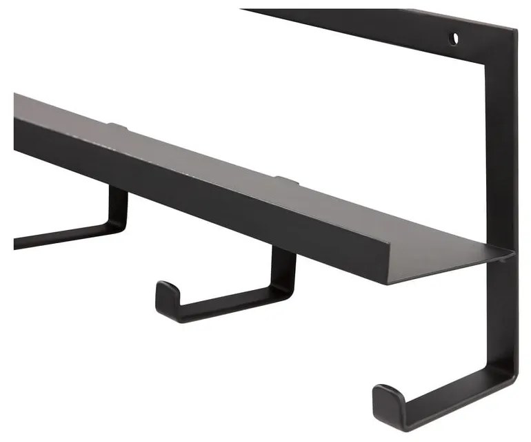 Appendiabiti da parete in metallo nero con ripiano Quinn - WOOOD