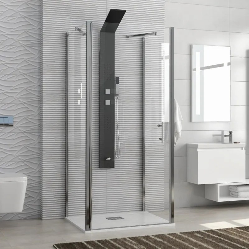 Box doccia tre lati 80x80x80 porta battente K2800AS2 - KAMALU