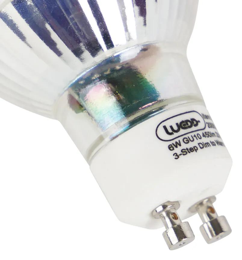 Set di 6 lampade LED GU10 dimmerabili in 3 fasi per riscaldare 6W 450 lm 2000K - 2700K