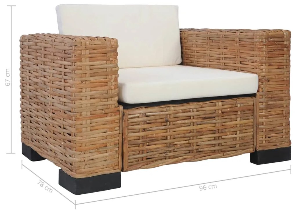 Poltrona con Cuscini in Rattan Naturale