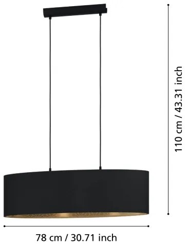 Eglo 900147 - Lampadario a sospensione con filo ZARAGOZA 2xE27/40W/230V