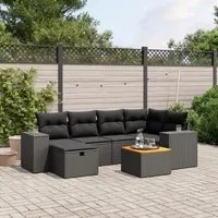 Set Divani da Giardino con Cuscini 7pz Nero Polyrattan 3265171