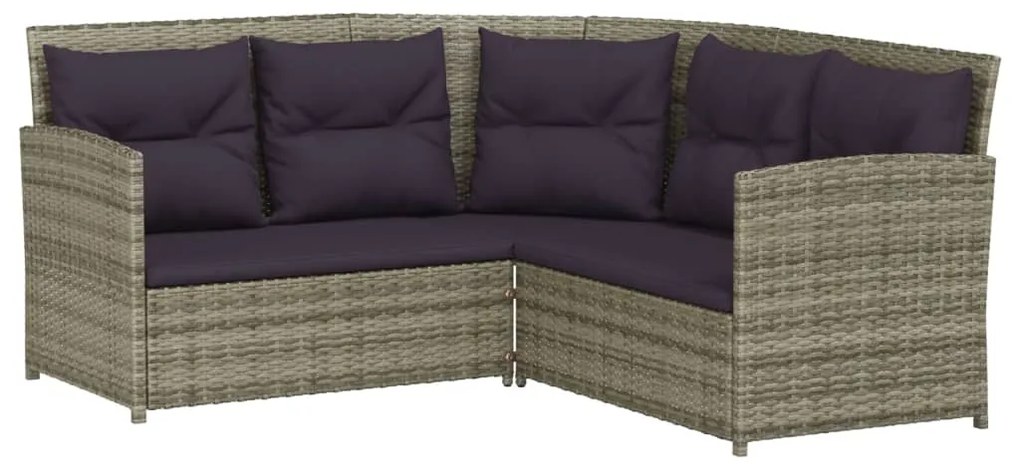 Set divano a l con cuscini 2 pz grigio in polyrattan