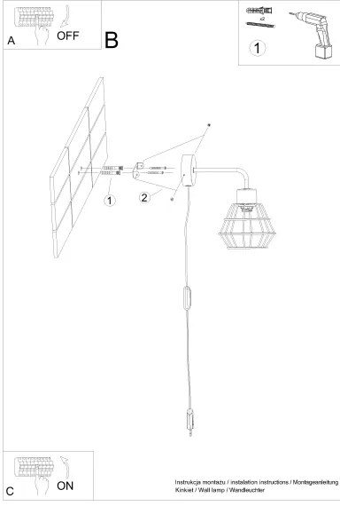 Sollux SL.1164 - Applique SUBA 1xE27/15W/230V nero